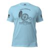 A light blue Men's Moral Strength T-Shirt with an image of a compass.