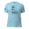 A light blue Well Behaved Women Rarely Make History Tee with the words "Well Behaved Women" on it.