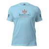 A light blue Women's Fearless & Free Tee that says "Indian & Fire Festival" that is perfect for fearless women.
