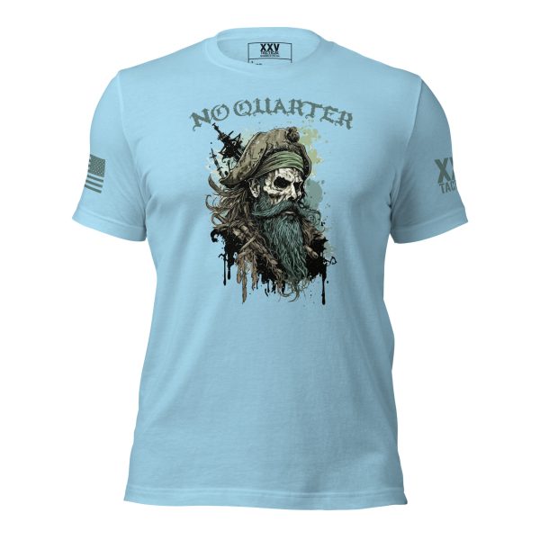 A Men's No Quarter Tee featuring a bearded man.