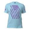 A women's Distressed Digital Flag Tee with a digital design in pink and purple.