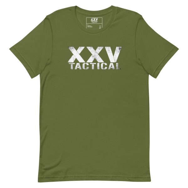 A green XXV Tactical T-Shirt.