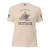 A Men's Vintage Born Salty Tee featuring an image of a ship and an American flag.