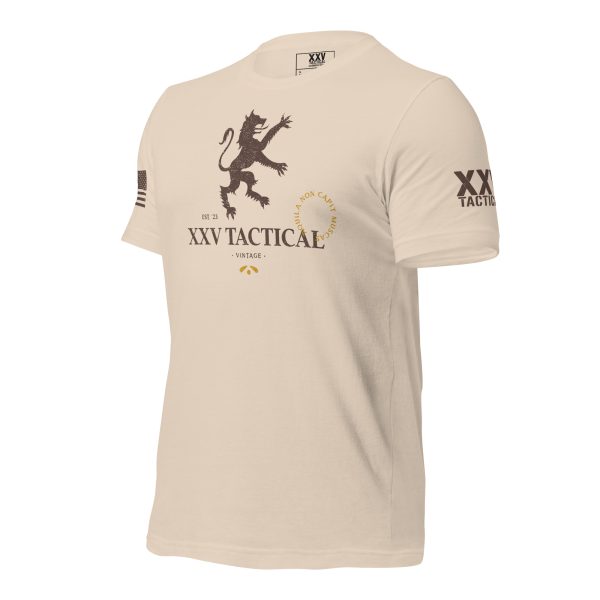 A Men's Vintage XXV Tactical T-Shirt with a lion on it.