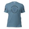 A men's 'Evil is powerless if the good are unafraid' LEO T-shirt in blue featuring the words "I'm a soldier" and "I'm a good man.