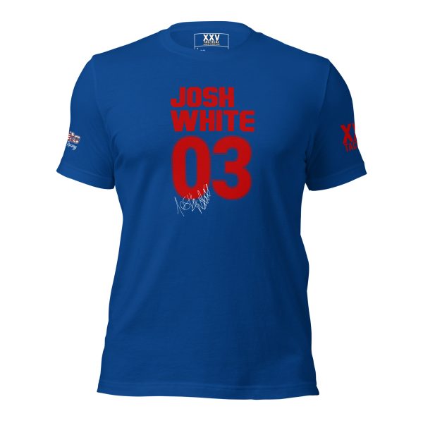 A men's Josh White Racing #03 Tee with the word John White on it.