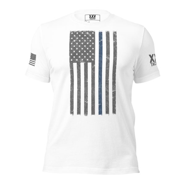 A Women's Thin Blue Line Flag Tee.