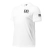 A white XXV Tactical Thin Blue Line t-shirt with the word vxx on it.
