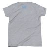 A gray Youth Catch Life by The Fin T-Shirt with The Fin logo on it.