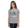 A youth wearing a Youth Love, Waves & Mermaids T-Shirt surrounded by waves.